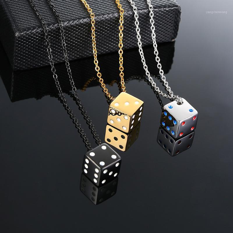 

Stainless Steel Square Dice Necklace Gold Color Chain Hiphop Style Jewelry Men Gift Chains