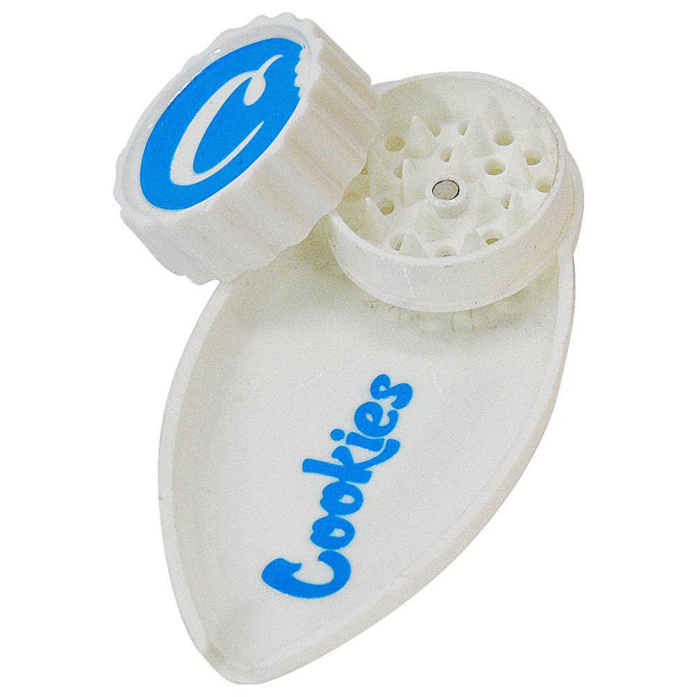 

Smoking Accessories Cookies 40mm with funnel 2 in 1 grinder leaf shape plastic cigarette Herb Griders