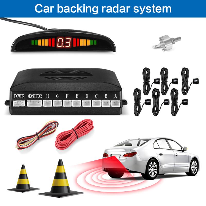 

Car Rear View Cameras& Parking Sensors ZEEPIN Backing Radar System 8 Ultrasonic LED Display Distance Detection 3-Color Alarm Sound Warning