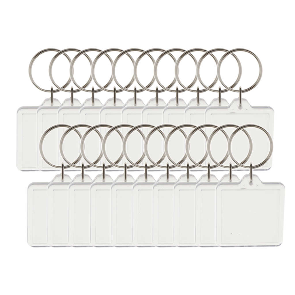 

keychain 20 Pieces Acrylic Square Keychain Blank Pograph Frame Split Keyring, Silver