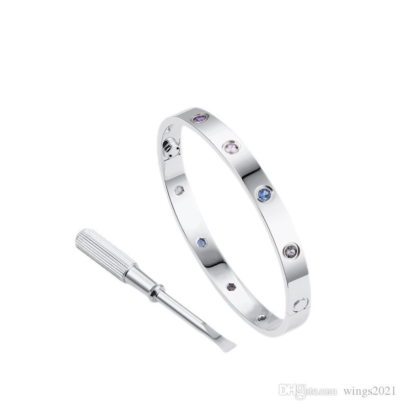 

Love Screw Bracelet 2021 Designer Bracelets Luxury Jewelry Women Bangle Colored Diamonds Titanium Steel Alloy Gold-Plated Craft Never Fade N, Black