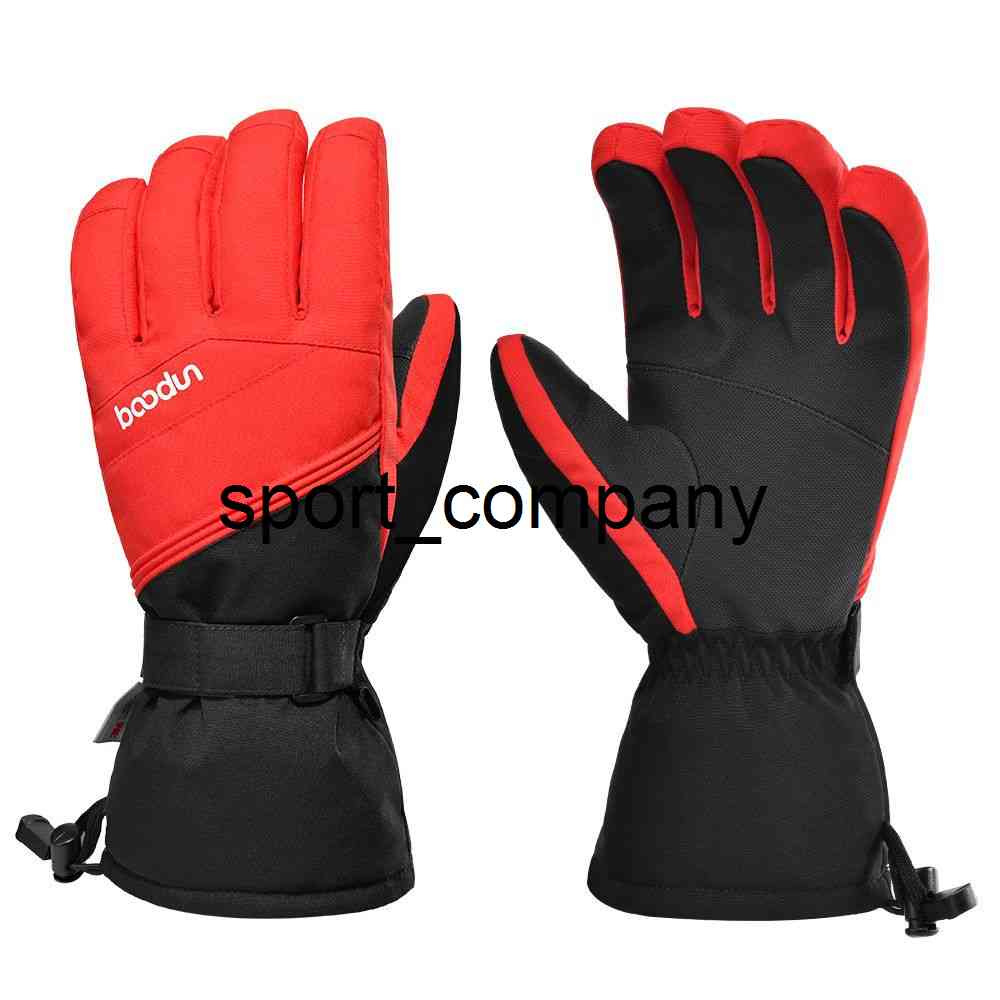 

Men Winter Cold-proof Ski Gloves Thickening Outdoor Warm Touchscreen Waterproof Windproof Non-slip Snow Skating Cycling Gloves, Black red
