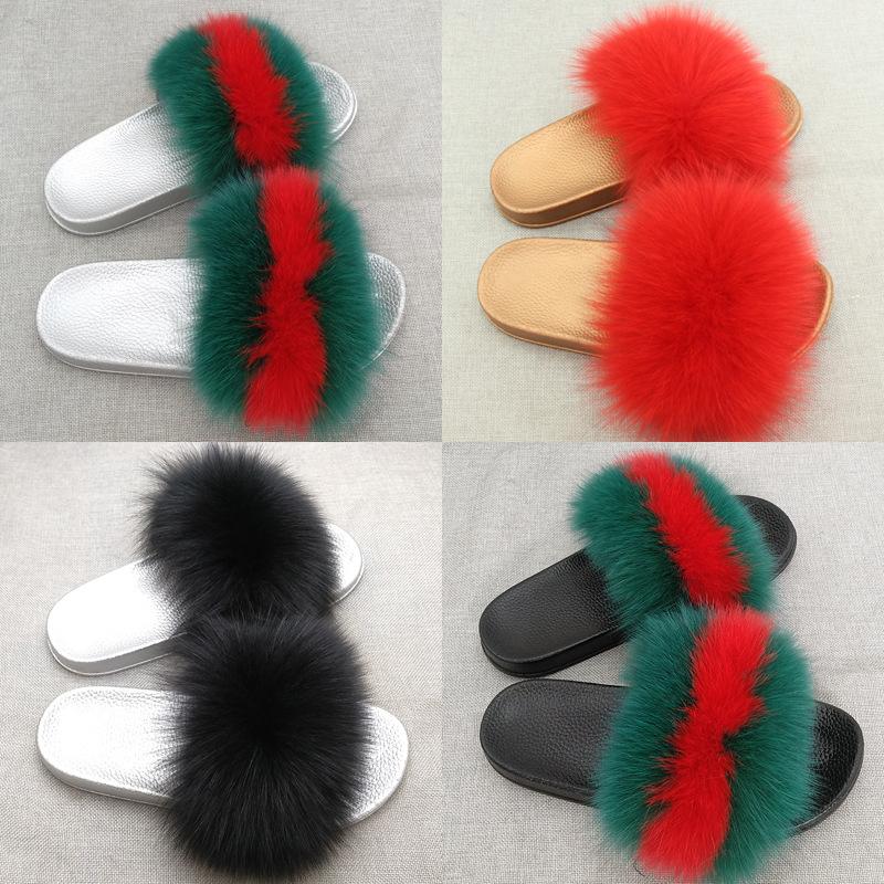 

Slippers Koovan Women's Fur 2021 Female Home Fashion Non-slip Leisure Beach Shoes Sandals, Black