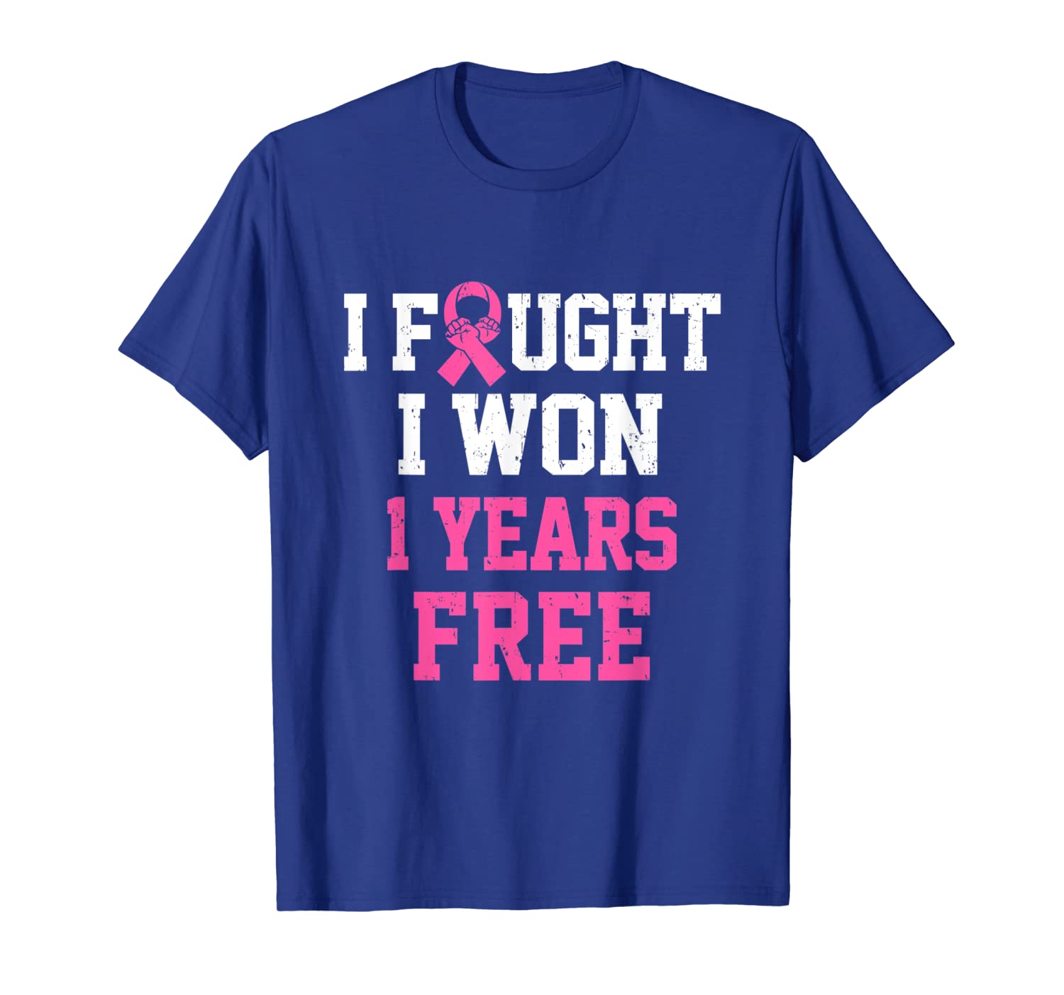 

i fought. i won. 1 years fight breast cancer t-shirt, White;black