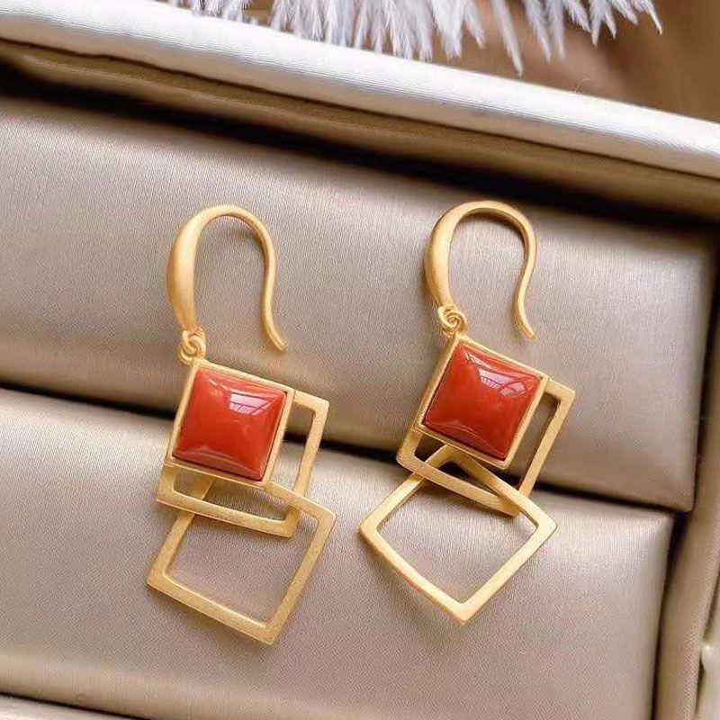 

Dangle & Chandelier Original Designer Epoxy Enamel Porcelain CraftEarrings Geometric Design Light Luxury Creative Women's Brand Jewelry