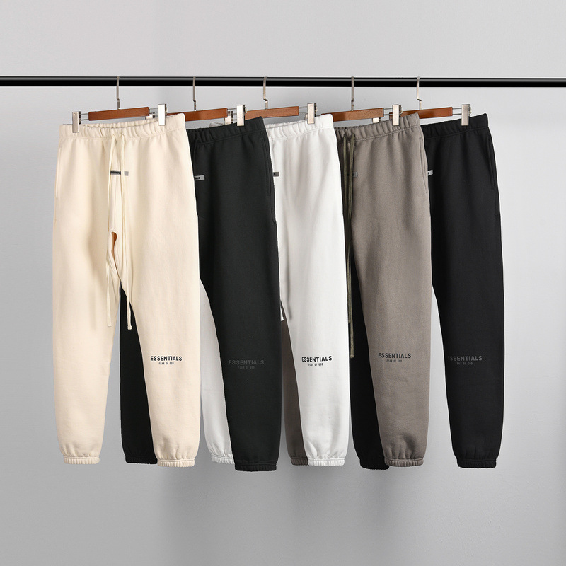 

20 Fear of God double thread Essentials reflective Plush drawstring casual pants Fog fashion factory outlet G25R, Black