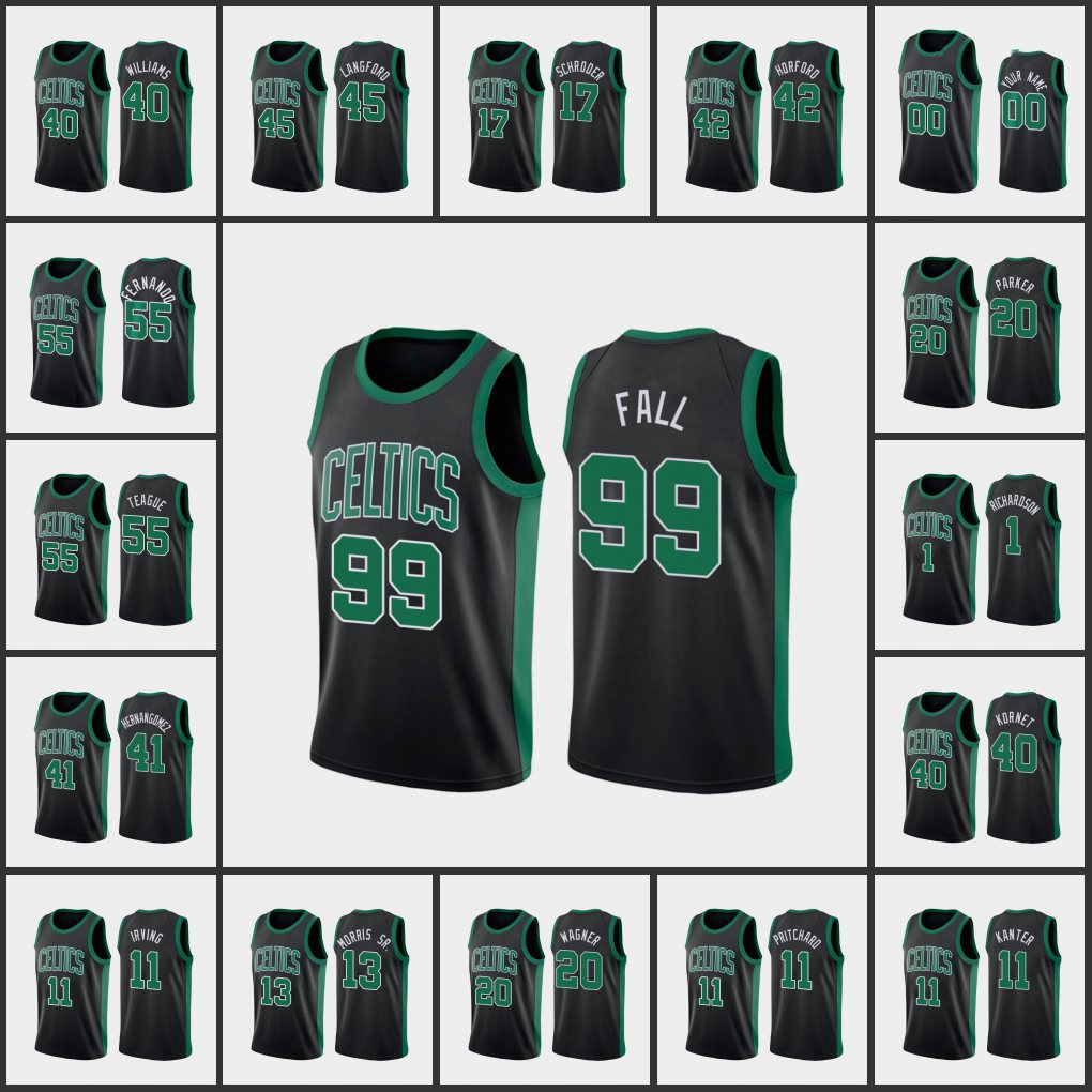 

BostonCelticsMen Tacko Fall Kyrie Irving Aaron Nesmith Tacko Fall Romeo Langford Enes Kanter Luke Kornet Custom Black Statement Jersey, 13