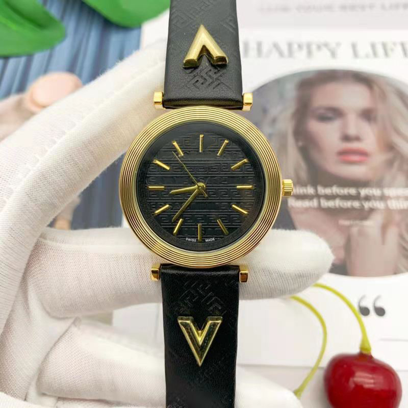 

Brand Watches Women Lady Girl Style Leather Strap Quartz Luxury Wrist Watch VE27, Slivery;brown