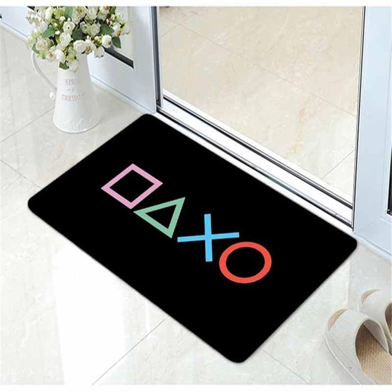 

Cool Video Game Playstation Gaming Door Mat Flannel Funny Controller Rug Carpet Doormat For Gamer Gift Home Room Decor Carpets, Navy blue