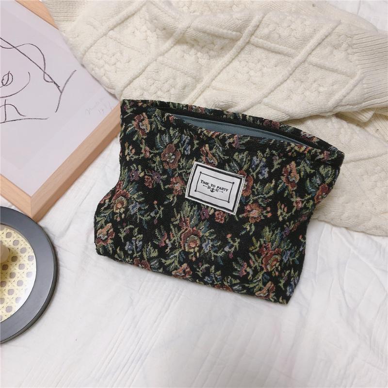 

Cosmetic Bags & Cases Bag Jacquard Fabric Travel Toiletry Large Floral Makeup Pouch Women Necesserie Make Up Organizer Beauty Case