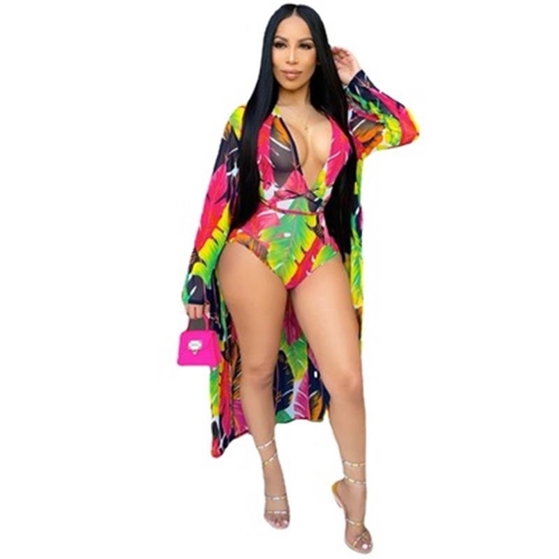 

Tie Dye Evening Party Holiday Club Two Piece Outfits Women Sets Long Sleeve Coats And Bodycon Playsuits Swimsuit Lounge Wear 210525, Multi