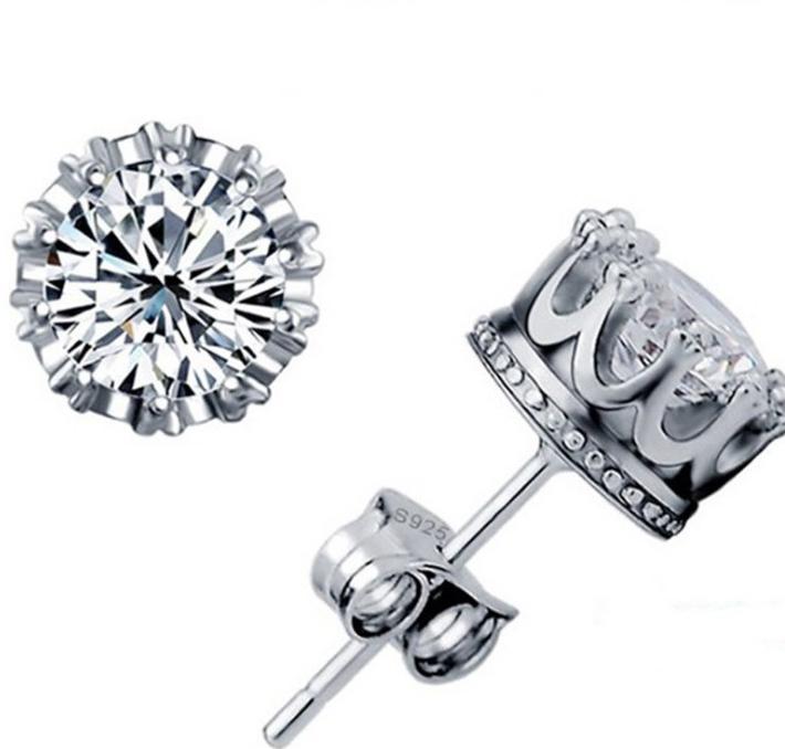 

2021 New Crown Wedding Stud Earring 2017 New 925 Sterling Silver CZ Simulated Diamonds Engagement Beautiful Jewelry Crystal Ear Rings