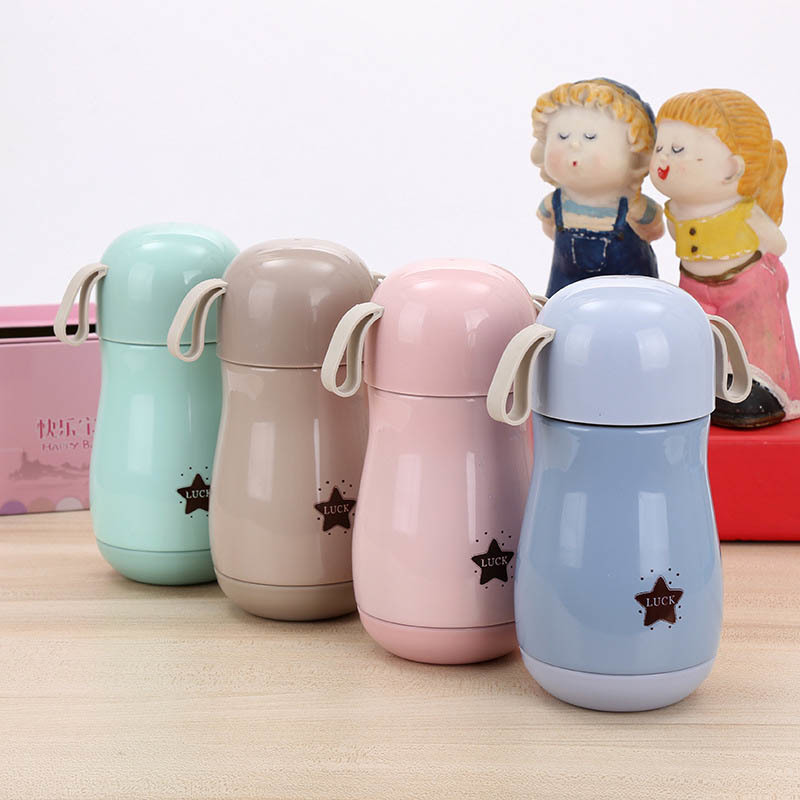 1Pcs Water Cup Thermal Bottle Portable Thermo Mug Vacuum Flasks Student Children Supplies Stainless Steel Lucky Star Pattern-image-690922428