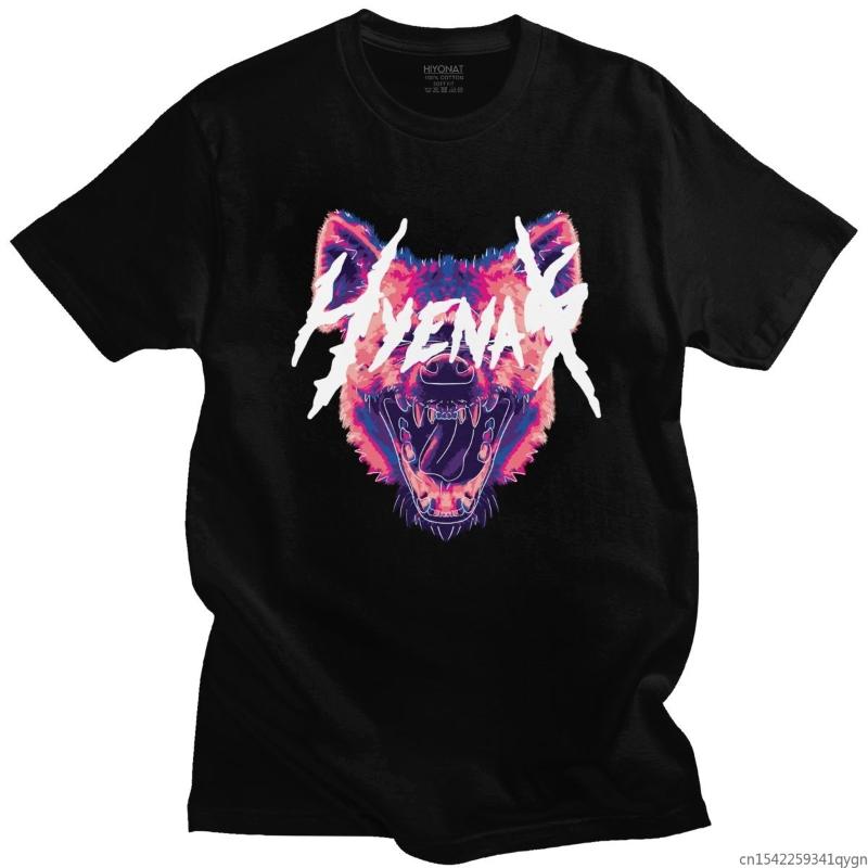 

Men's T-Shirts Cool Hyena T Shirt Men Pre-shrunk Africa Wilderness Animal T-shirt Furry Hyaenas Tees Short Sleeve Urban Tshirt Gift, White;black