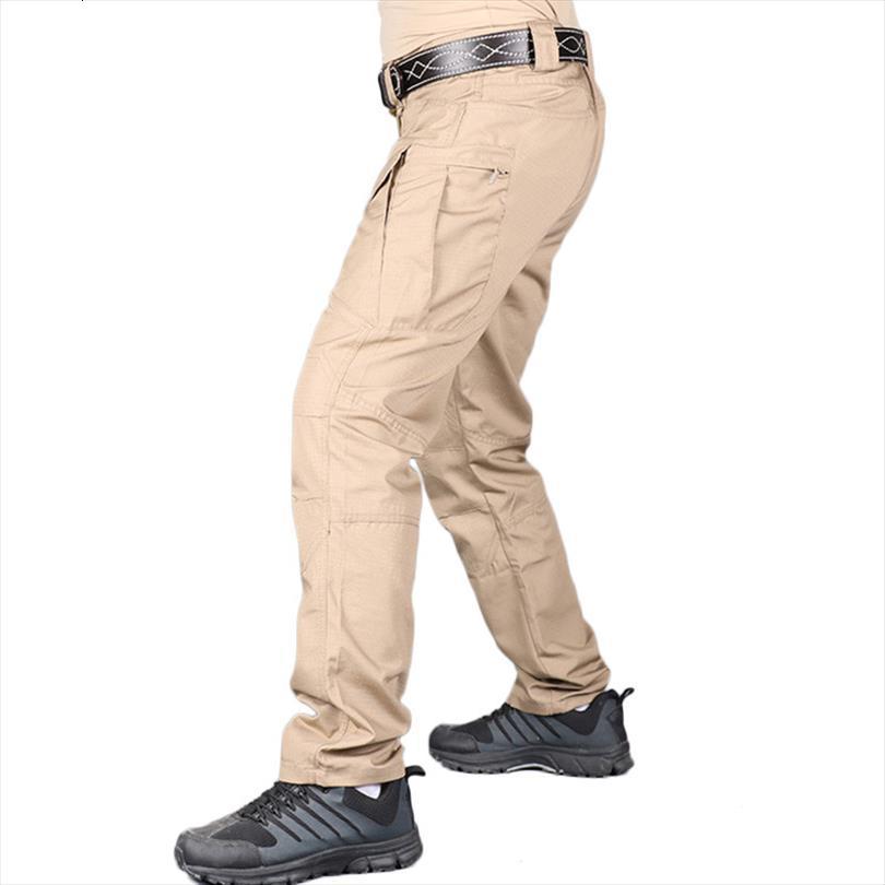 

fashion outdoor tactical male women pant multiple pocket elasticity solid color military trousers men slim fat cargo, Black