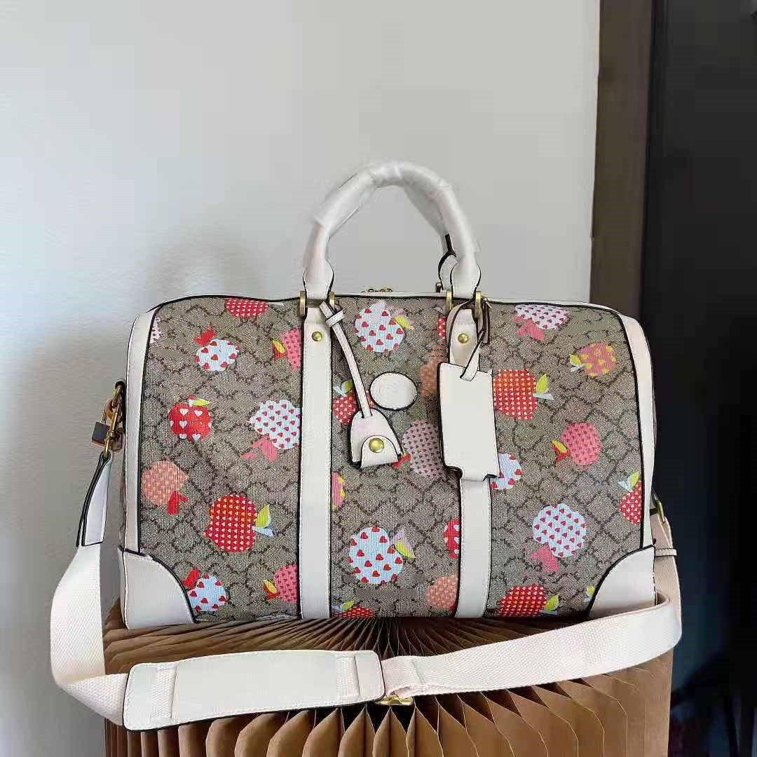 

Top Quality Men and women Fashion Leather canvas Bag Color printing Travel Bags Mens Handle Luggage Gentleman Business Tote with Shoulder Strap 1314, Split