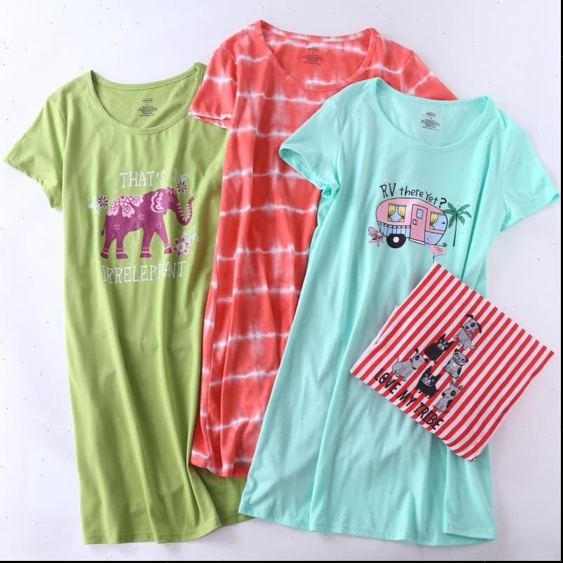 

summer casual loosen cartoon women sleepwear night dress cotton nightgown short sleeve round collar sleepshirt xl, Black;red