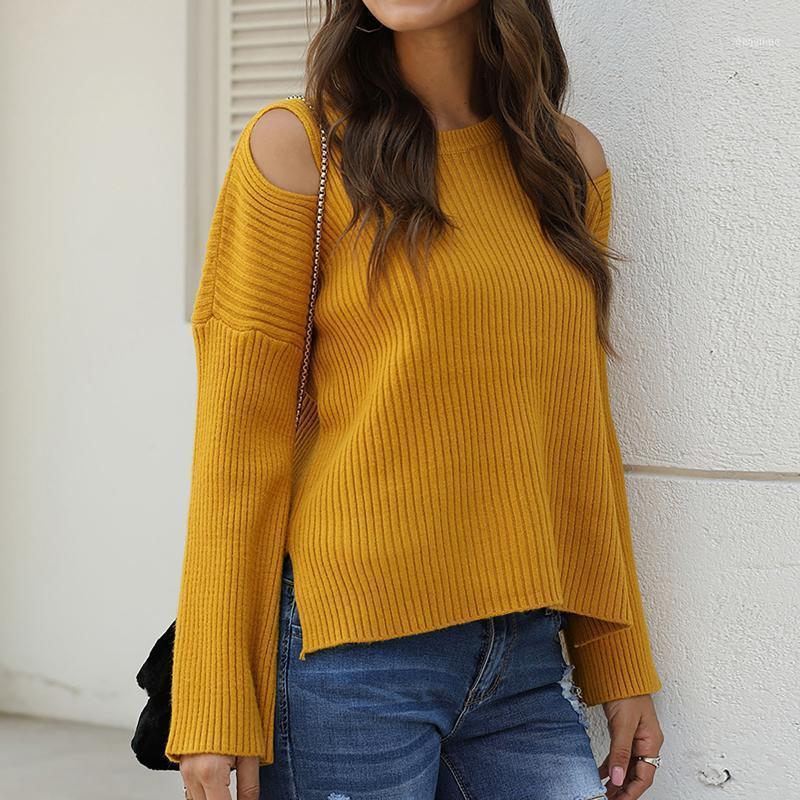 

Women' Sweaters Sexy Off Shoulder Knitted Sweater Women Long Sleeve Loose Jumper Tops Solid Pullover Female Tops#f301, Gray
