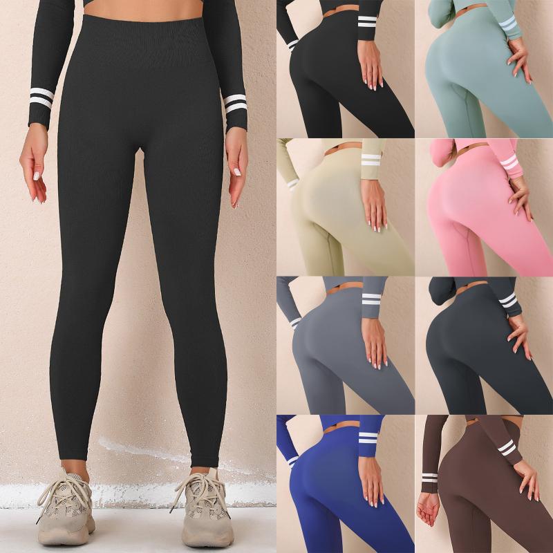 

Yoga Outfit Women's Sport Workout Trousers Seamless Knitting High Waist Tight Fitting Hip Lift Casual Hollow Out Leggings Pants