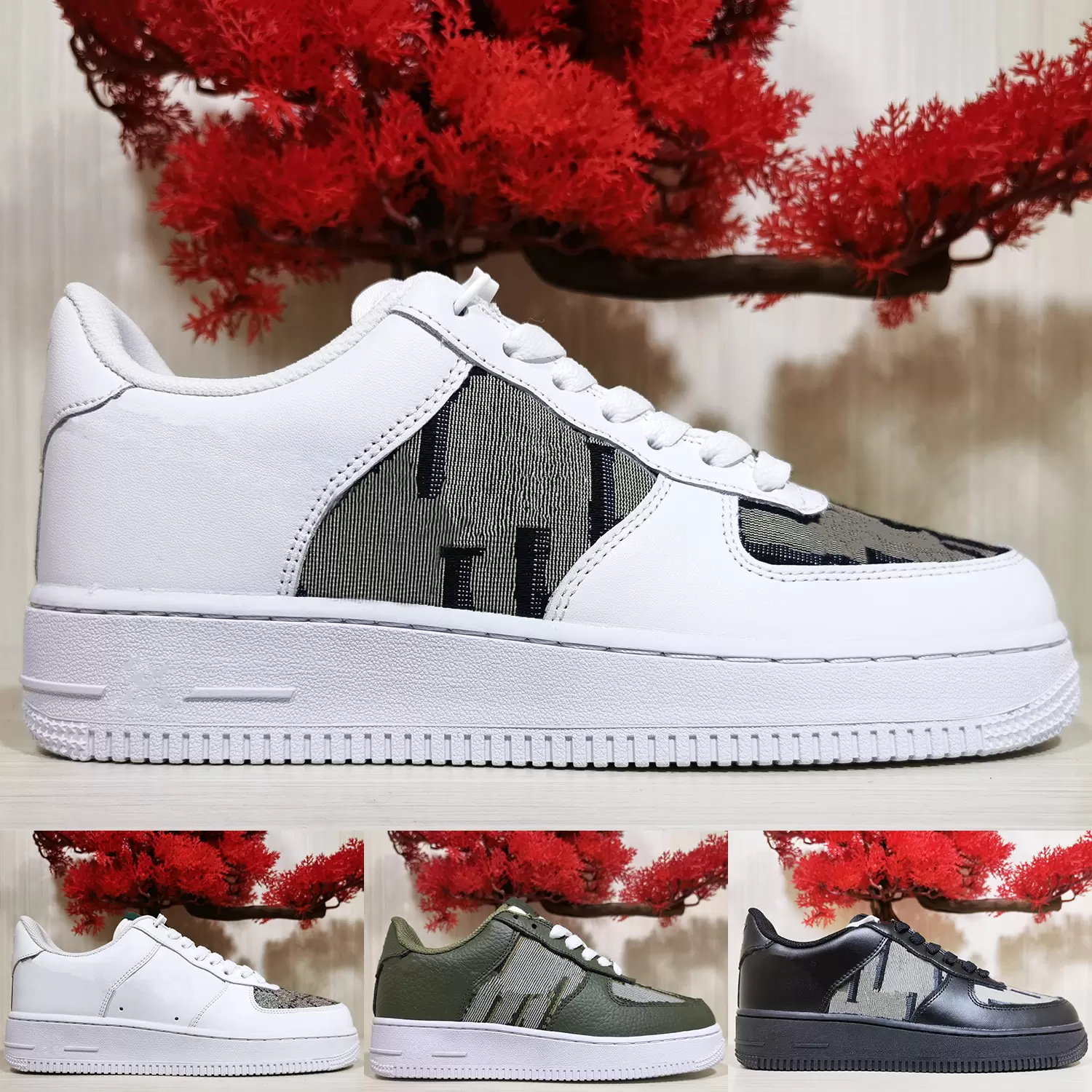 

high-quality 1.1 genuine leather green shoe Men Women Low Cut One 1s Casual shoes White Black Skateboard Classic Trainers High Sneakers 36-45 DO