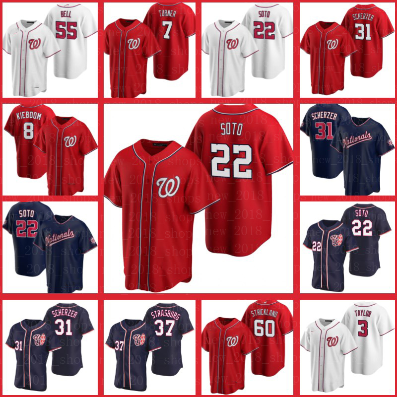 

Washington 7 Trea Turner Nationals 22 Juan Soto 19 Josh Bell Jerseys 31 Max Scherzer Baseball Yan Gomes Daniel Hudson Starlin Castro Kyle Sc, Blue;black