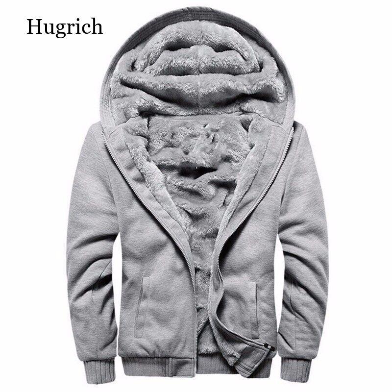 

Men' Hoodies & Sweatshirts Autumn Winter Thick Hooded Jacket Solid Color Cardigan Zipper Plus Size Top Fashion Men Harajuku, Black