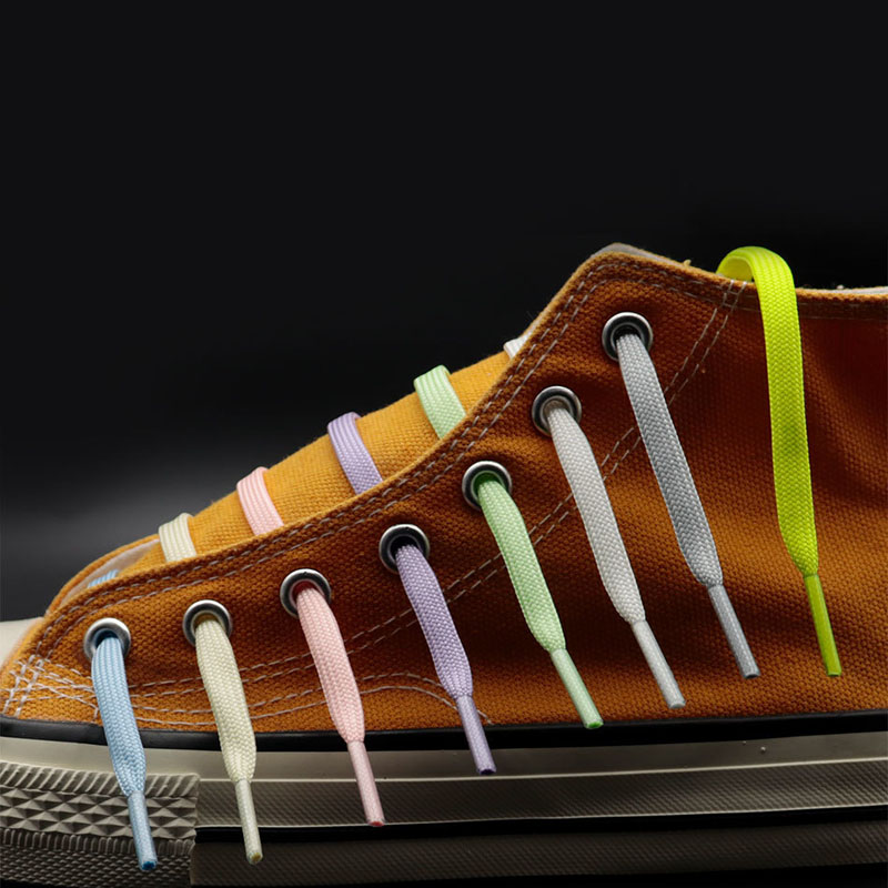 

Weiou New Arrive Luminous Flat Multi Colored Polyester Glowing Shoelace Glow In The Dark Shoe Laces For Sport Shoes 120cm