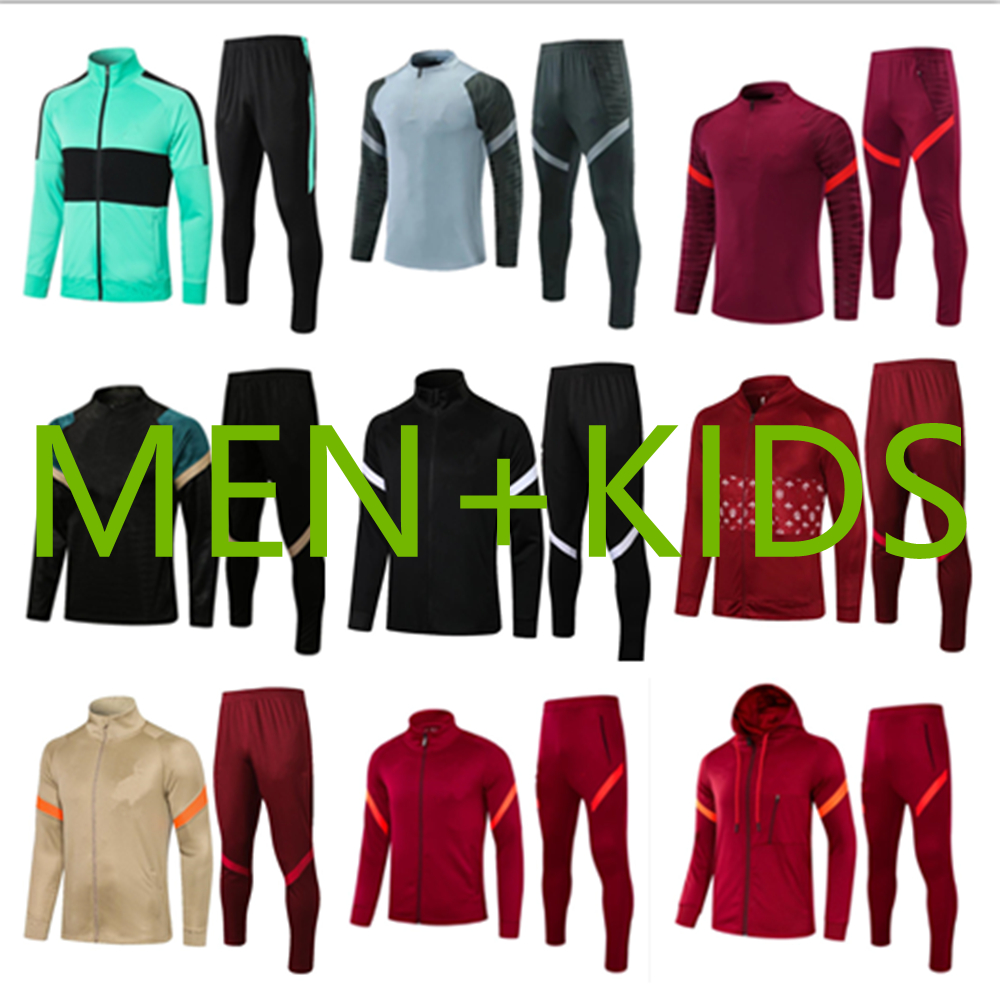 

2021 2022 men kids soccer tracksuits survetement de football training suit sportswear 20 21 22 sweatshirt long full zipper jacket tracksuit, 15