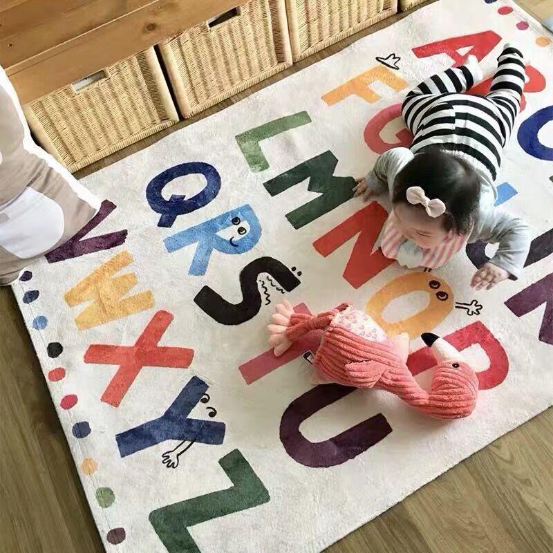 

Carpets Home Thick Living Room Carpet 26 Letters Rectangle Children Crawling Mat Play Soft High Quality Pad Cute Bedroom Bedside Rug, 02