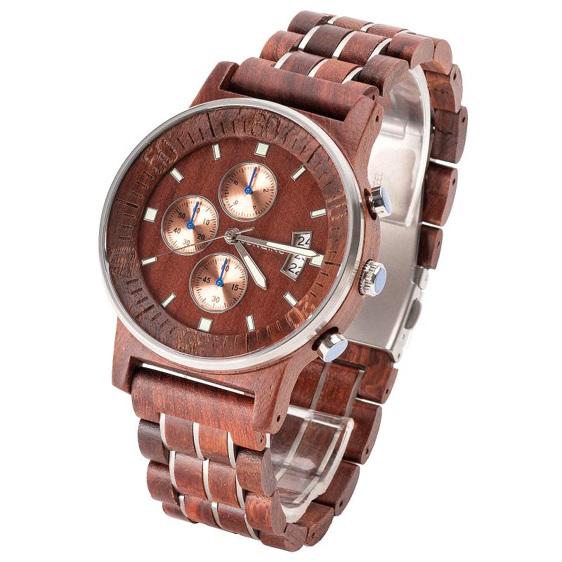 

Wristwatches Mens Watches Top Fashion Sport Men's Wristwatch Wooden Quartz Military Watch Men Dispaly Date Week Clock Male 2021, Gwt-03-02