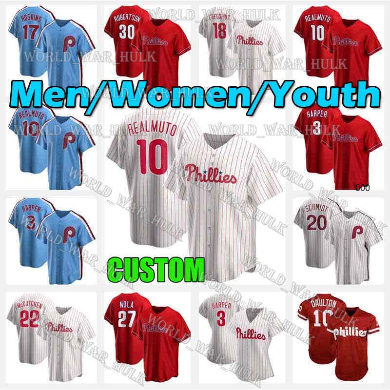 

10 J.T. Realmuto Jerseys Jimmy Rollins JT Harper Philadelphia Bryce Aaron Nola Rhys Hoskins McCutchen Mike Schmidt Didi Gregorius Andrew, Men custom new cool base(feichengren)