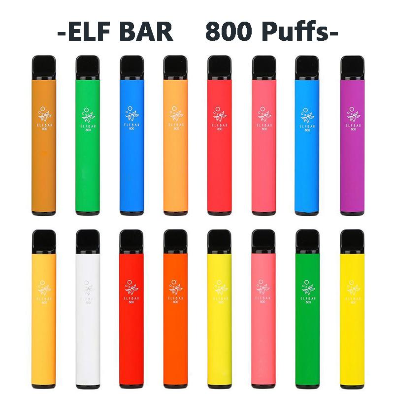 

Elf Bar 800 Original Disposable Electronic Cigarettes Device Vape Pod hotsale 800Puffs 550mAh Battey 3.2ml disposables 2% and 5% Strength 16