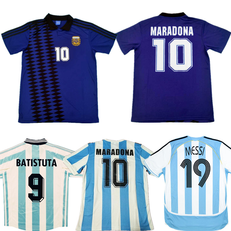 

1998 Retro Argentina MARADONA Soccer Jersey 78 86 96 98 2006 CRESPO J.ZANETTI BATISTUTA MESSI RIQUELME KEMPES CRESPO ancient football shirt