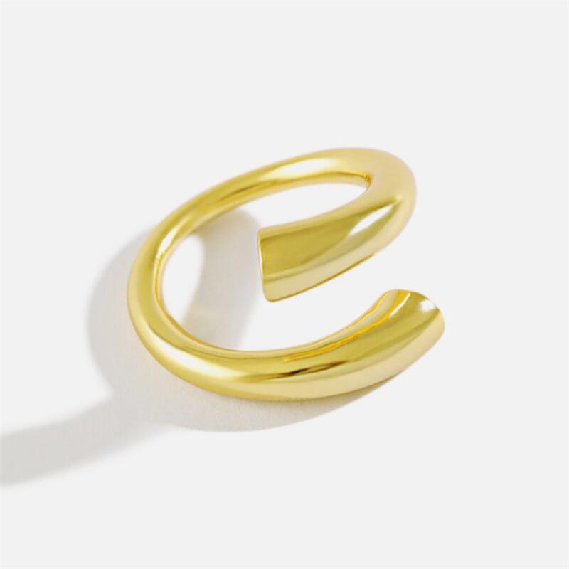 

Sole Memory Simple Geometric Curved 925 Sterling Silver Female Resizable Opening Rings SRI667 Cluster