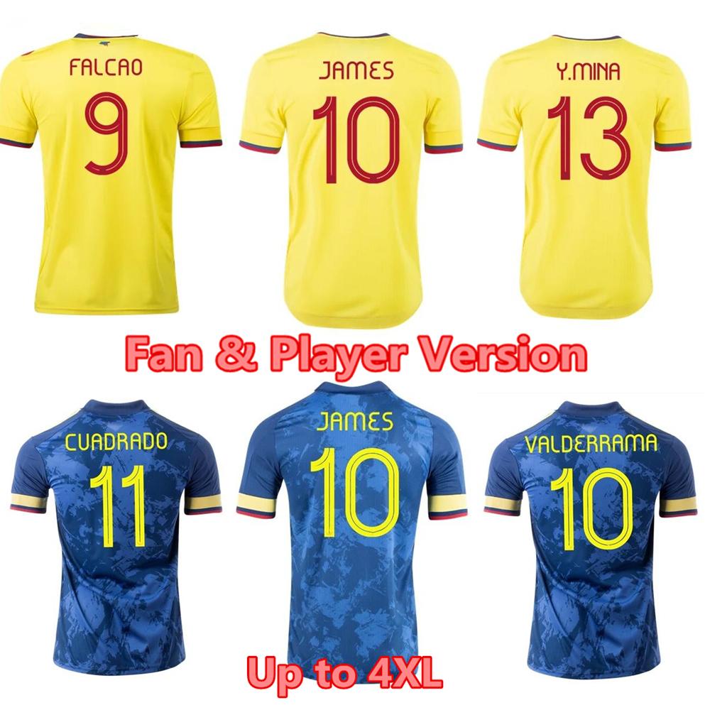 

2021 Colombia Soccer Jersey JAMES FALCAO Home and away CUADRADO VALDERRAMA Fan Player version football shirts men + kids kit uniforms, Black;yellow