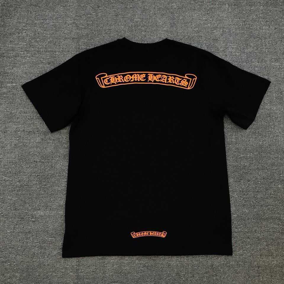 

Outlet Brand Chromes-hearts New Fashion Crosin Short Sleeve T-shirt Printed Cross Orange Letters Loose Cotton for Men and Women 4P4I, White