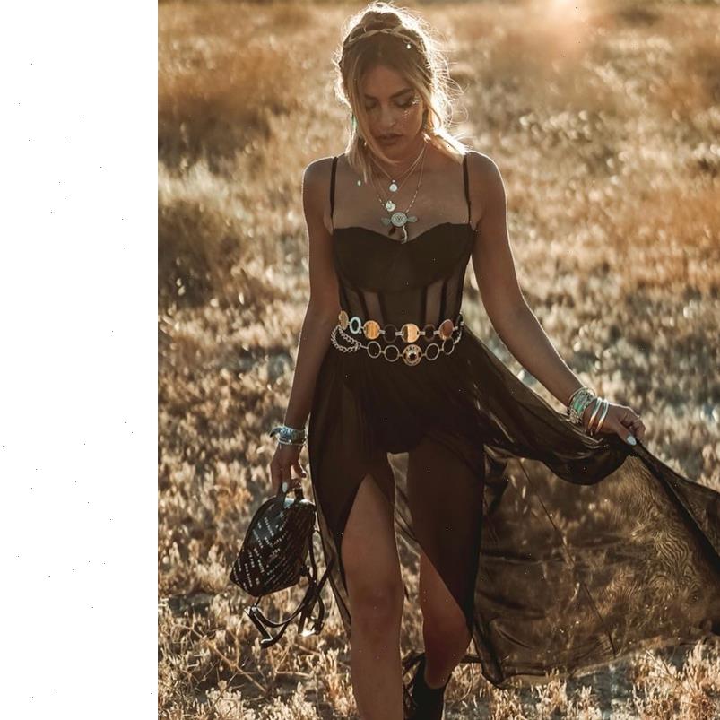 

boho retro see through womens dress bodycon spaghetti strap long elastic high waist party summer beach bodysuit sundress, Black;gray