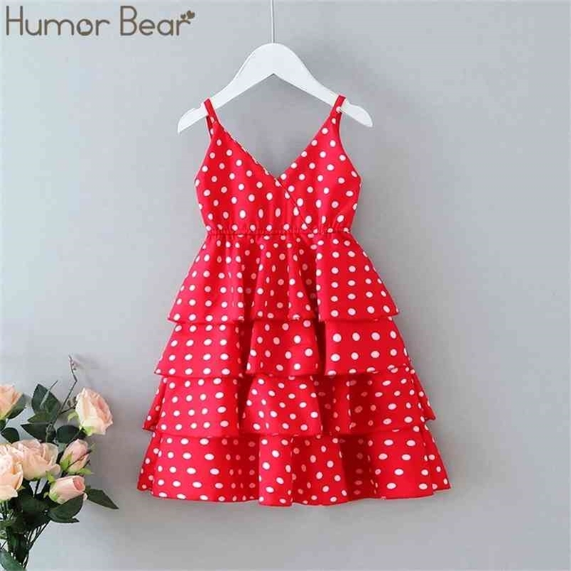 

Girls Dress Summer Brand Dot Vest V-neck Check Sleeveless Princess Girl Baby Toddler 210611, Bz250 red