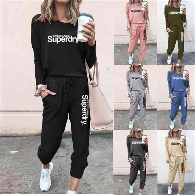 

2 piece sets women tracksuit lady casual outfits spring autumn long sleeve pullovers sweatshirts sports suits training suits, White