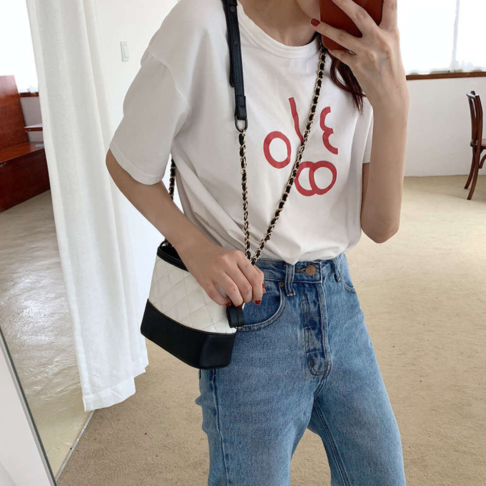

Designer bags Crossbody Bag women's versatile one shoulder double chain fashion Lingge small fragrance black and white vagrant bag