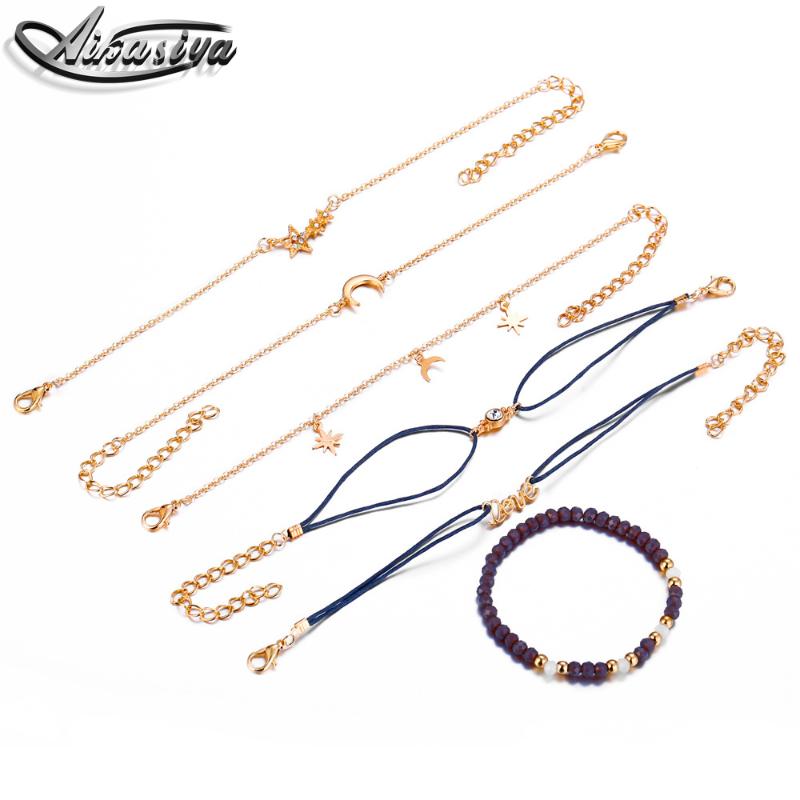 

Link, Chain 6Pcs/Set Love Five-pointed Star Moon Shape Women's Bracelet High Quality Jewelry Gift Wedding Party Clothing Accessories