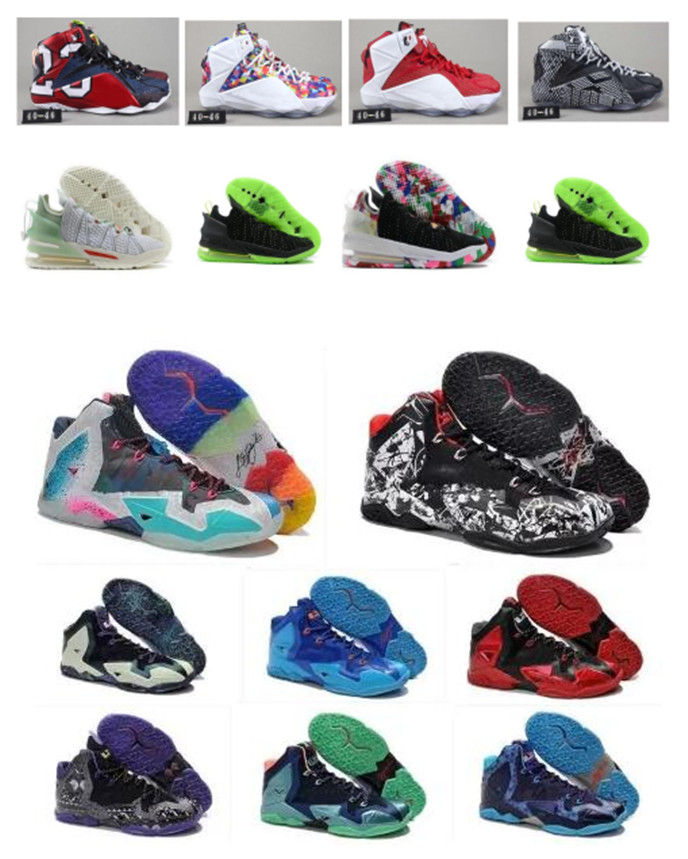 

High Quality Athletic LeBroned 12 18 XII Elite Basketball Shoes 11 11s Men What The Black White Metallic Gold Multi Sneaker Size 40-46, Select shoe size