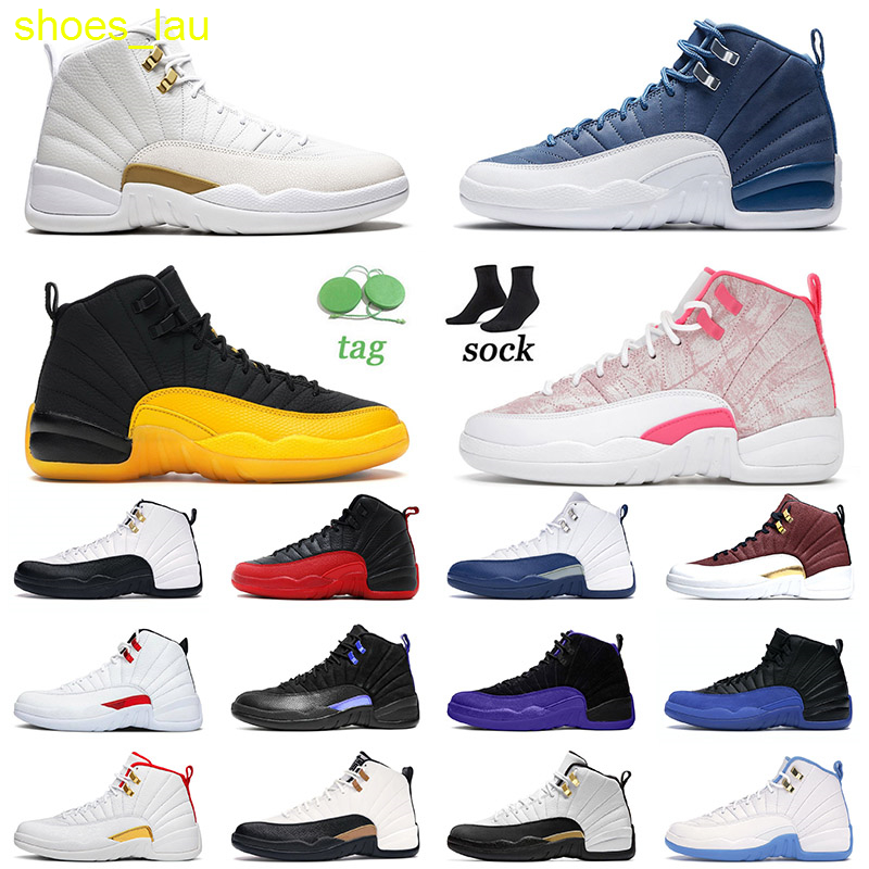 

12 12s XII Top Jumpman Basketball Shoes Jorden Retro University Gold Ice Cream Indigo Mens Womens Grind Low Easter Trainers Sneakers 36-47, C36 michigan 40-47