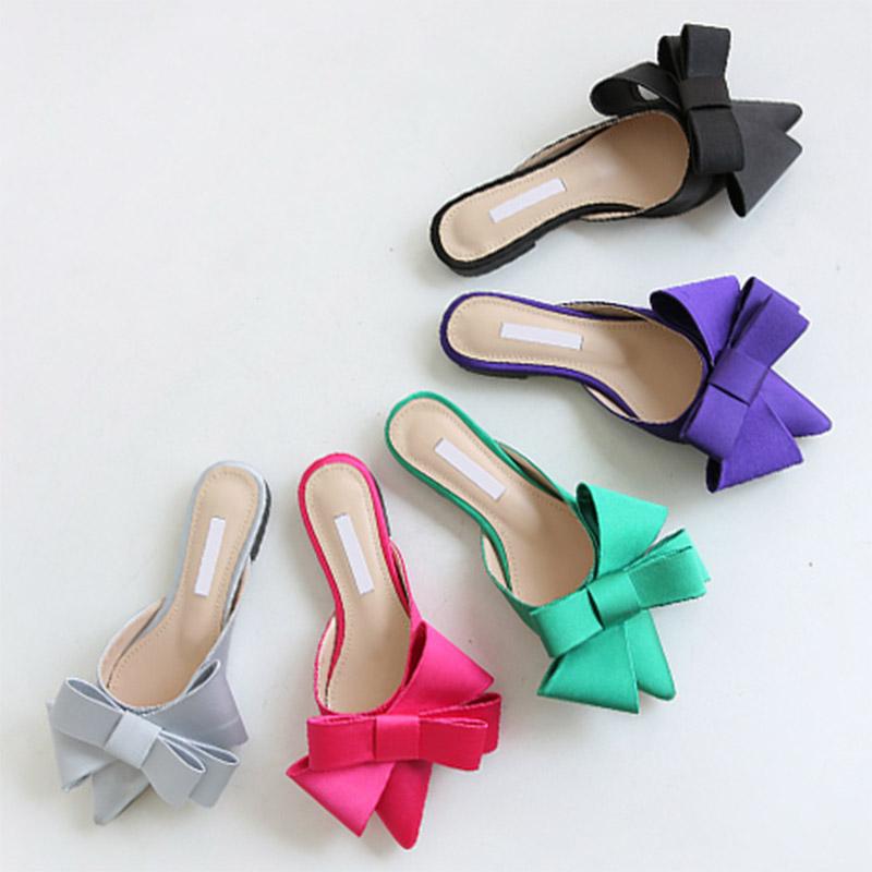 

designer Slippers Butterfly-knot Woman Design Mules Shoes Summer Riband Bow Knot Slides Flip Flops, Black