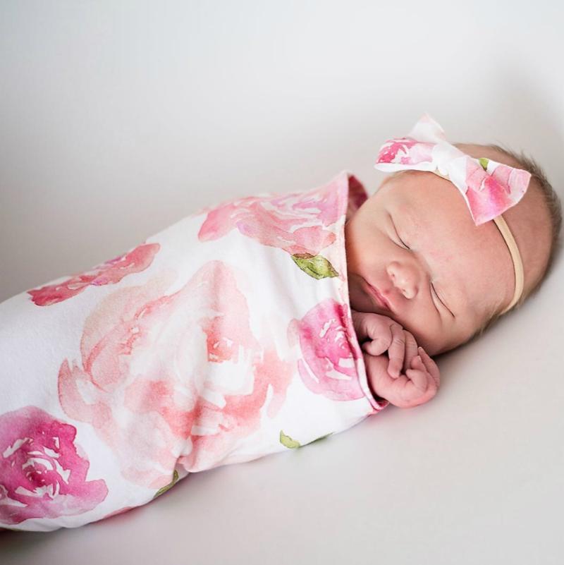 

Scarves & Wraps Born Pography Prop Baby Blankets Printed Infant Boys Girls Sleeping Swaddle Muslin Wrap +Headband 2PCS/set