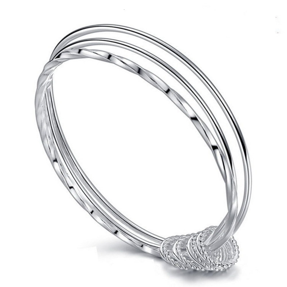 

Hand catenary Korean fashion simple small fresh twist line activity three ring bracelet female Sansheng III, Golden;silver