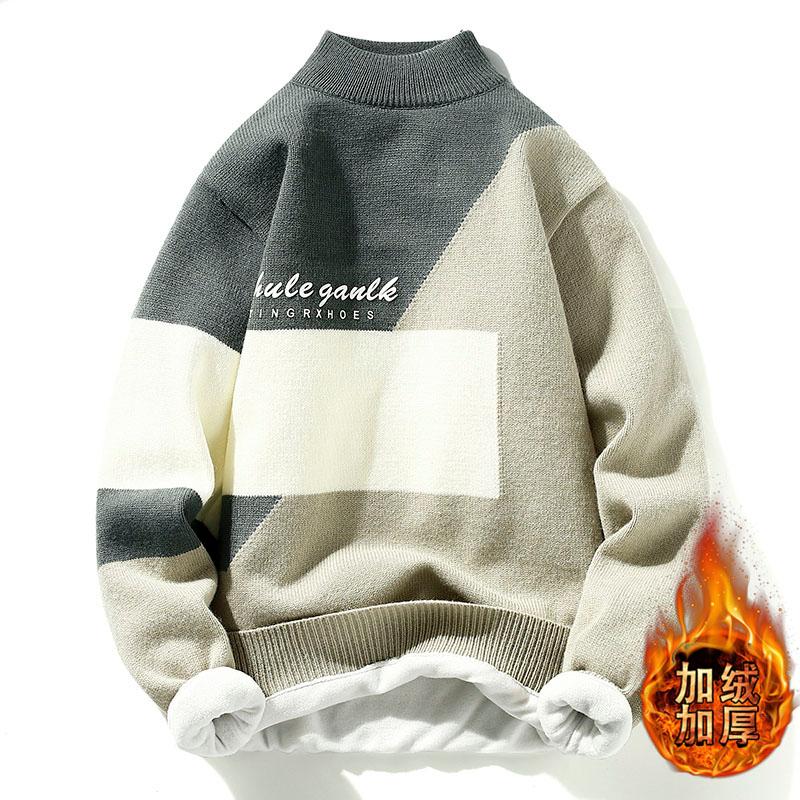 

Men's Sweaters Sweater Winter 2021 Knitted Velvet Thickened Youth Autumn And Middle School Students Warm Clothes Men', White;black
