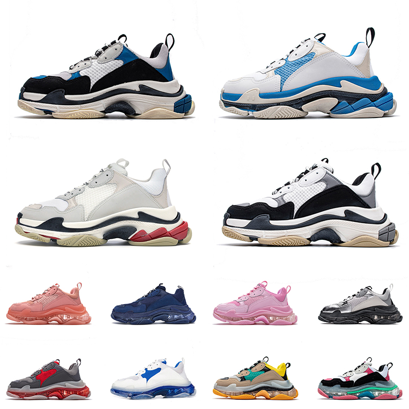 

High Quality Paris 17FW Luxurys Designers Shoes Triple S Clear Sole Trainers Vintage Track Crystal Bottoms Sneakers Casual Platform Dad Women Mens Shoe, A2 36-45