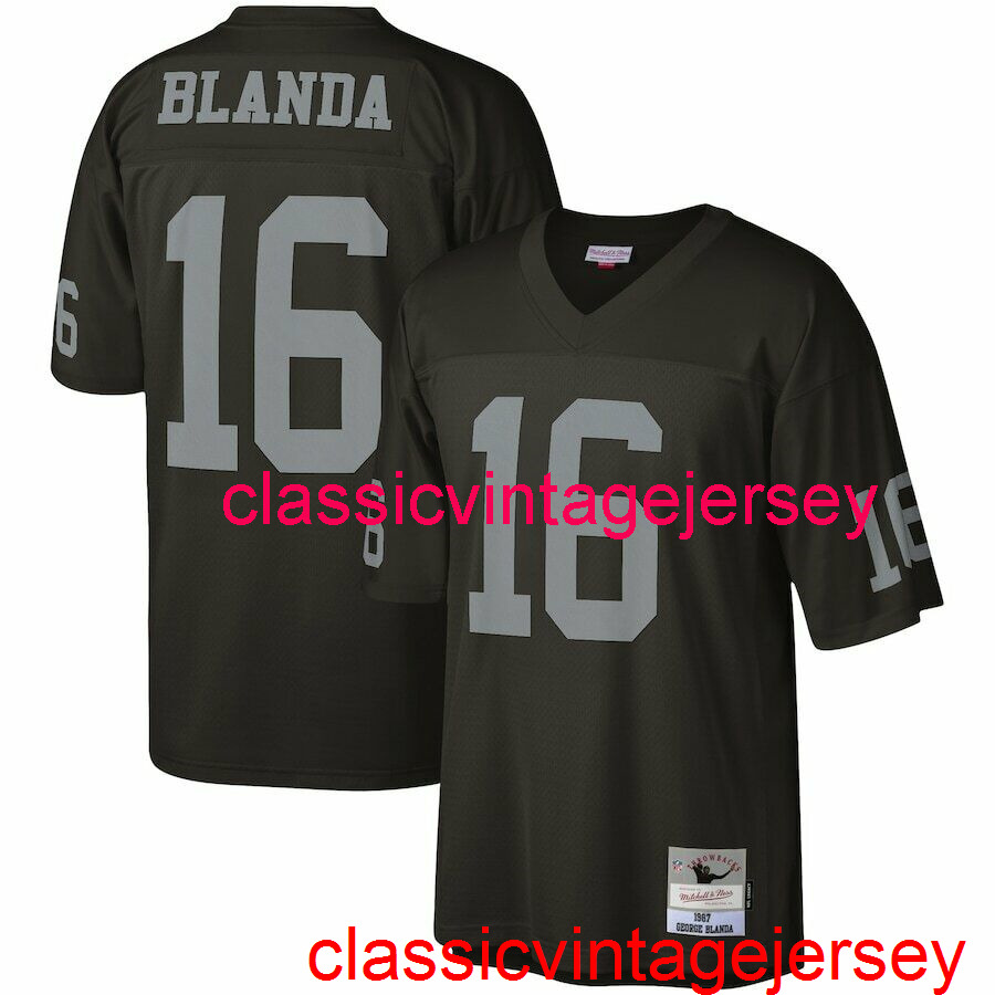 

Stitched Men Women Youth George Blanda #16 Mitchell & Ness 1976 Jersey Embroidery Custom Any Name Number -5XL 6XL, Black