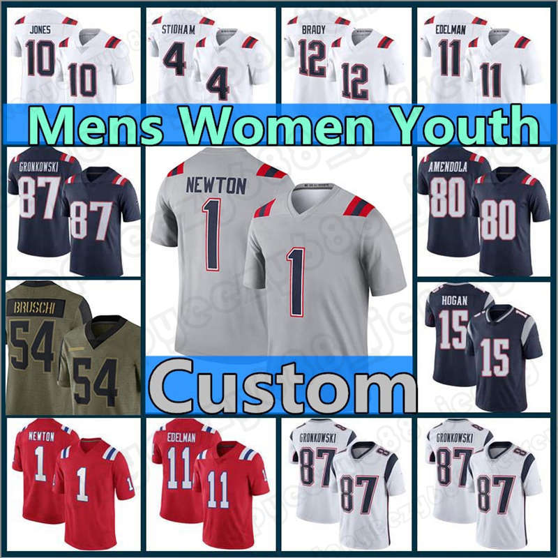 

Custom Patriot 1 Cam Newton 10 Mac Jones Football Jerseys Mens 11 Julian Edelman Tom Brady Tedy Bruschi Women Stephon Gilmore Sony Michel Youth Jalen Mills, Custom mens (a g z)